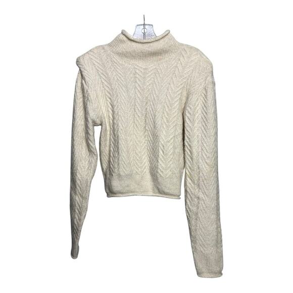 ASTR The Label Sweaters - ASTR The Label Brynn Cream Mock Neck Balloon Sleeve Sweater Womens Small